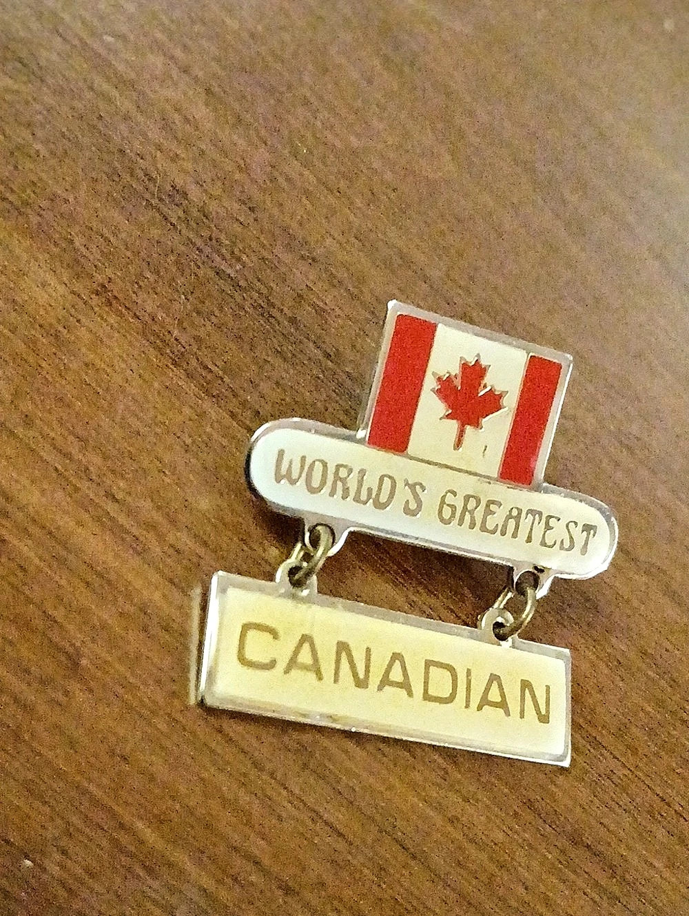 World's Greatest Canadian Novelty Brooch Gold & Red
